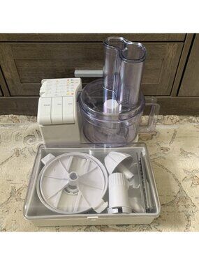 Vintage Moulinex Model 130 Food Processor with Attachments & Storage Container
